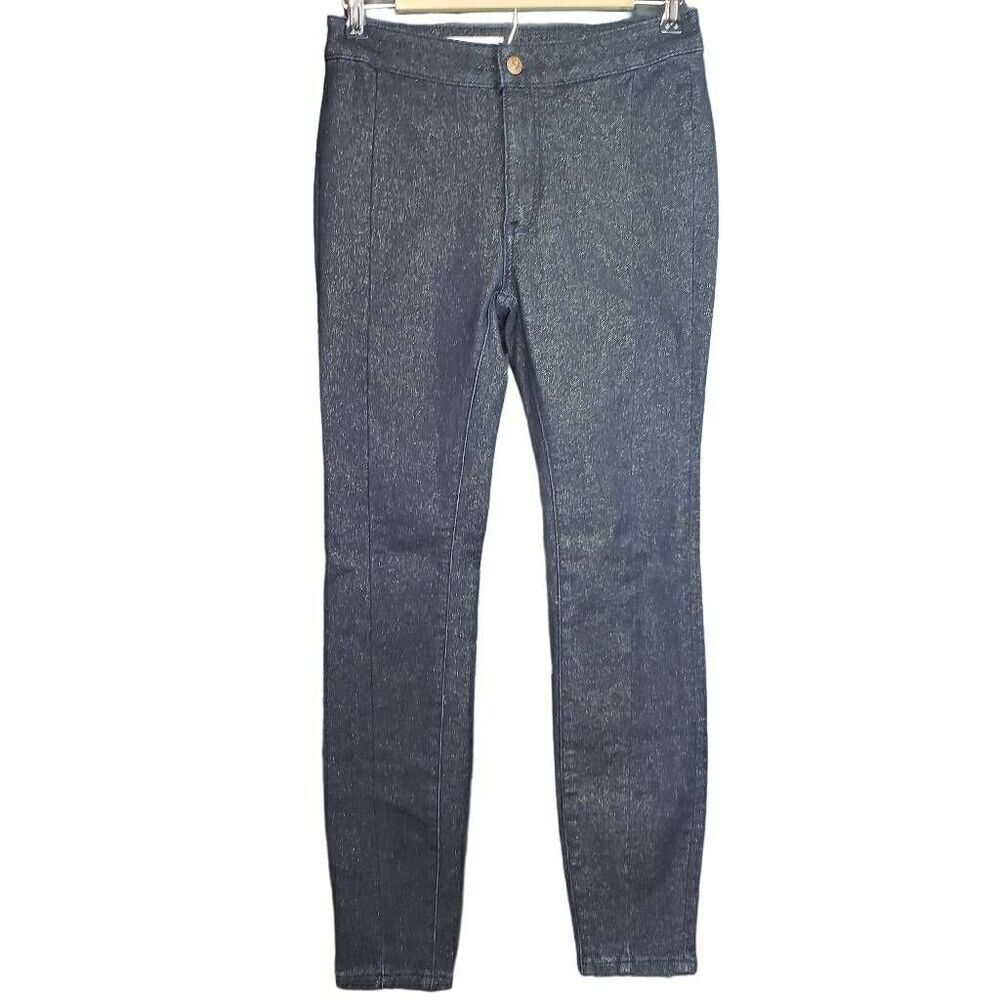 Anthropologie Pilcro High Rise Denim Leggings Size 27 Gold Shimmer‎ Stretch